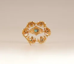 Sale Pamono Antique Victorian Yellow Gold & Turquoise Brooch