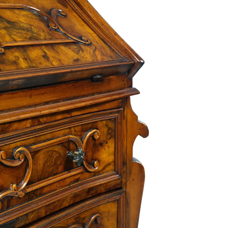 Best Pamono Antique Walnut & Burl Style 700 Lombardo Secretaire by Bottega Milanese dei Valentini