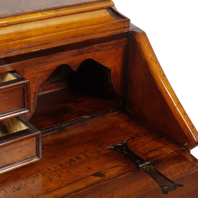 Best Pamono Antique Walnut & Burl Style 700 Lombardo Secretaire by Bottega Milanese dei Valentini