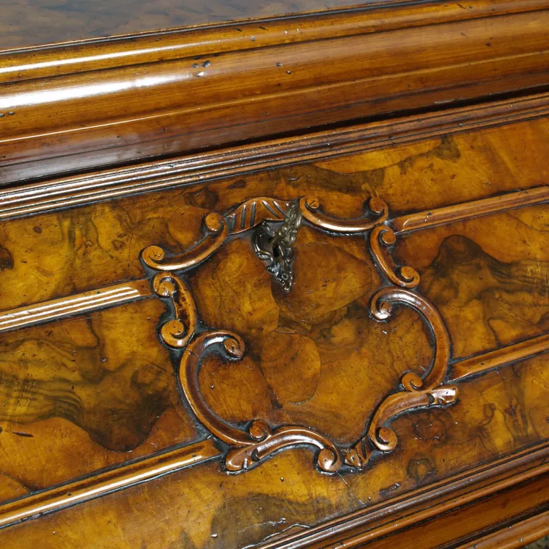 Best Pamono Antique Walnut & Burl Style 700 Lombardo Secretaire by Bottega Milanese dei Valentini