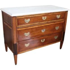 Discount Pamono Antique Walnut Chest of Drawers with Marble Top, 1700s