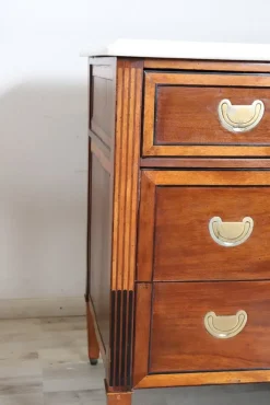 Discount Pamono Antique Walnut Chest of Drawers with Marble Top, 1700s