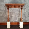 Pamono Antique Walnut Fireplace with Lions Heads> Fireplaces And Mantels