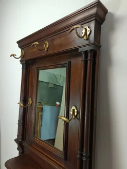 Pamono Antique Walnut Wall Coat Rack><noscript><img width=