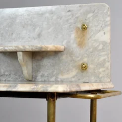 Pamono Antique Wash Stand in Brass and Marble, 1880s><noscript><img width=