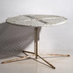 Pamono Antique White Round Outdoor Table, 1930s> Garden Tables