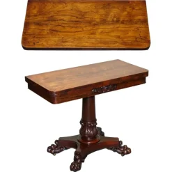 Pamono Antique William IV Folding Pedestal Card Table, 1830s> Game Tables