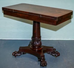 Pamono Antique William IV Folding Pedestal Card Table, 1830s> Game Tables
