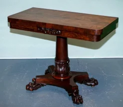 Pamono Antique William IV Folding Pedestal Card Table, 1830s><noscript><img width=