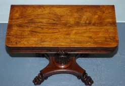 Pamono Antique William IV Folding Pedestal Card Table, 1830s><noscript><img width=
