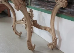 Pamono Antique Wood and White Marble Console Table><noscript><img width=