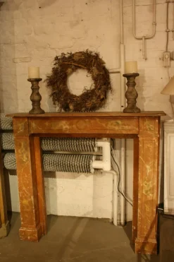 Best Pamono Antique Wood Fireplace Mantle, 1850s