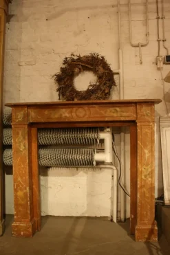 Best Pamono Antique Wood Fireplace Mantle, 1850s