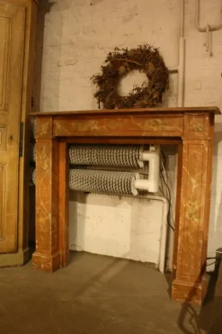 Best Pamono Antique Wood Fireplace Mantle, 1850s