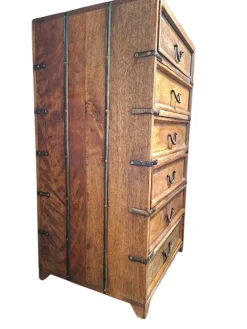 Pamono Antique Wood Travel Chest of Drawers with Metal Finish, 1900><noscript><img width=