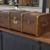 Best Pamono Antique Wooden and Brass Trunk, 1950s