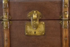 Best Pamono Antique Wooden and Brass Trunk, 1950s