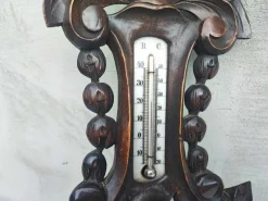 Pamono Antique Wooden Barometer & Thermometer> Clocks
