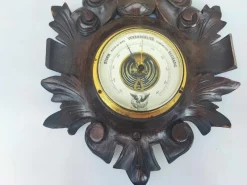Pamono Antique Wooden Barometer & Thermometer><noscript><img width=