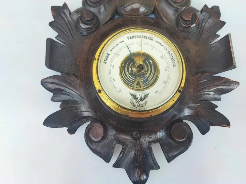 Pamono Antique Wooden Barometer & Thermometer> Clocks