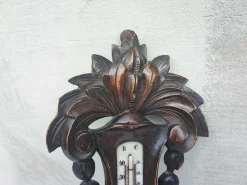 Pamono Antique Wooden Barometer & Thermometer><noscript><img width=