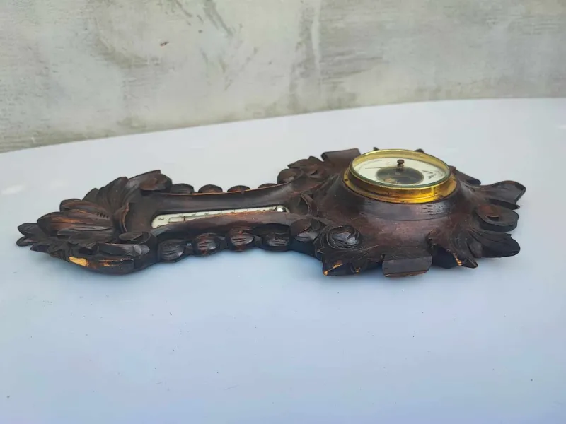 Pamono Antique Wooden Barometer & Thermometer> Clocks