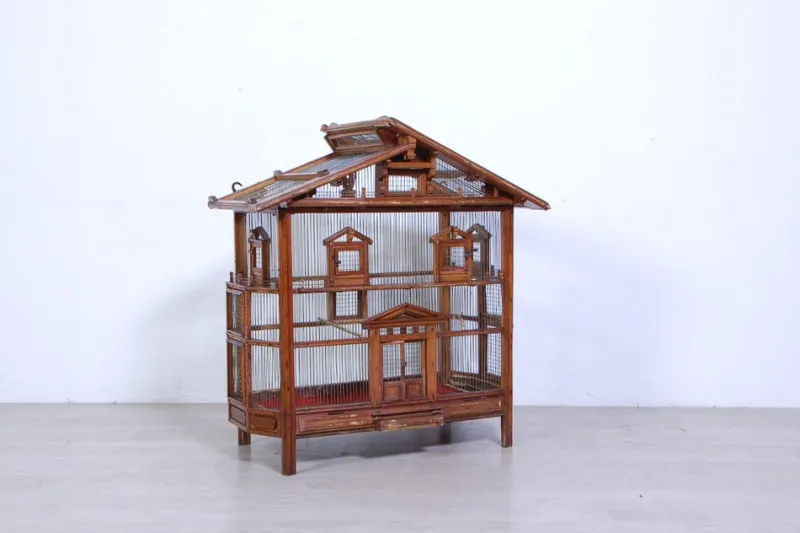 New Pamono Antique Wooden Bird House, 1890s