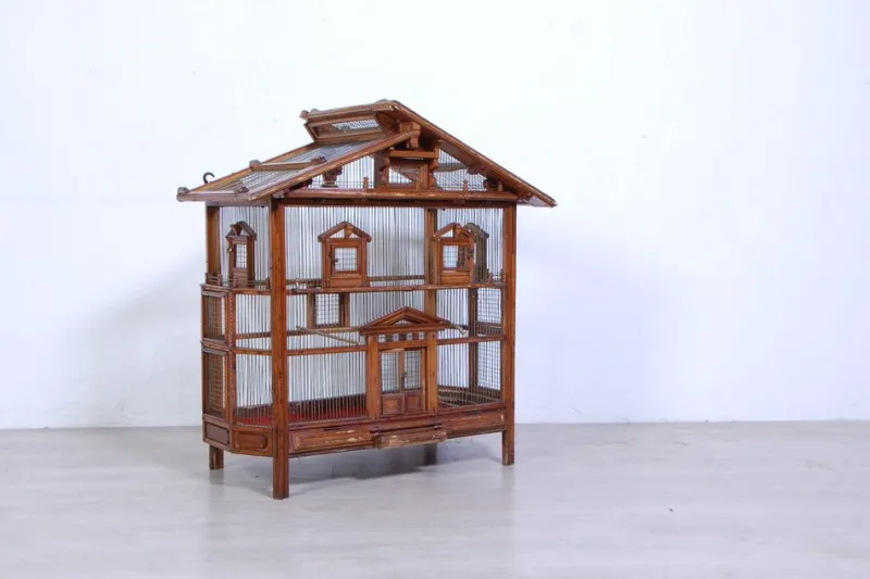 New Pamono Antique Wooden Bird House, 1890s
