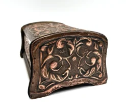 Pamono Antique Wooden Box with Floral Copper Fittings, 1890s><noscript><img width=