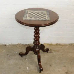 Online Pamono Antique Wooden Chess Table on Wheels, 19th Century