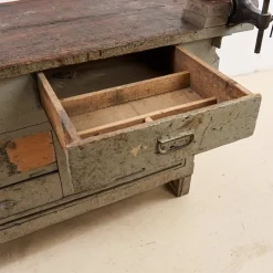 Best Pamono Antique Wooden Workbench with Vice and Drill
