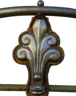 New Pamono Antique Wrought Iron and Green Brass Bed, 1900