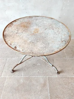 Best Pamono Antique Wrought Iron Garden Table, 1890s