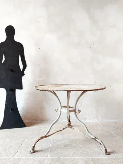 Best Pamono Antique Wrought Iron Garden Table, 1890s