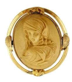 Best Pamono Antique Yellow Gold Cameo Brooch