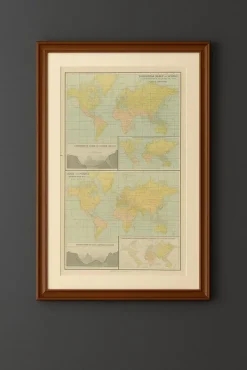 Pamono Antique Zoological and Botanical Chart of the World Decorative Map, 1884> Wall Decor