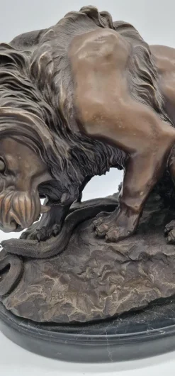Pamono Antoine Louis Barye, Lion and Serpent, 1800s, Bronze on Marble Base><noscript><img width=