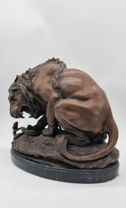 Pamono Antoine Louis Barye, Lion and Serpent, 1800s, Bronze on Marble Base><noscript><img width=
