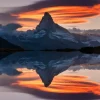 Pamono Anton Petrus, Matterhorn Peak at Sunset Reflected in Stellisee Lake in Zermatt, Switzerland, Photograph