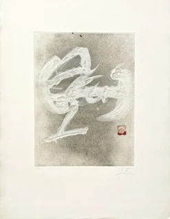Pamono Antoni Tapies, Calligraphie Blanche, 1983, Color Etching, Hand-Signed, Limited