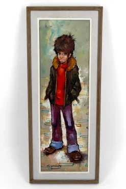 Pamono Antonio Collado Gonzalez, Little Boy, 1970s, Oil Painting on Canvas> Mid-Century