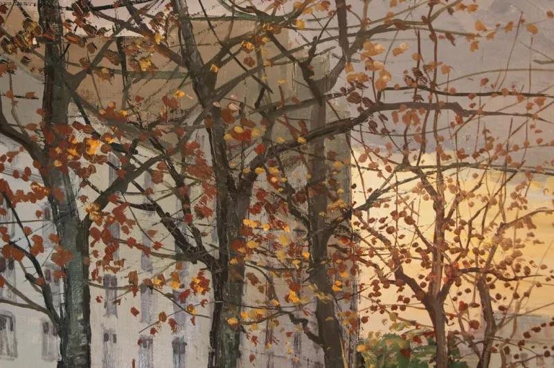 Pamono Antonio Rus, Paris Riverbank Street Scene, 21st Century, Oil on Canvas, Framed> Impressionist