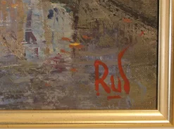 Pamono Antonio Rus, Paris Riverbank Street Scene, 21st Century, Oil on Canvas, Framed><noscript><img width=