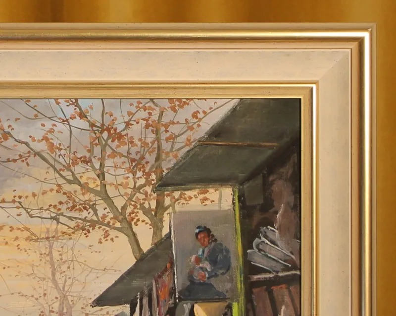 Pamono Antonio Rus, Paris Riverbank Street Scene, 21st Century, Oil on Canvas, Framed> Impressionist