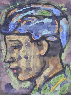 Online Pamono Antonio Santacroce, Portrait of a Boy, Watercolor, 1980s
