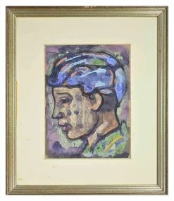 Online Pamono Antonio Santacroce, Portrait of a Boy, Watercolor, 1980s
