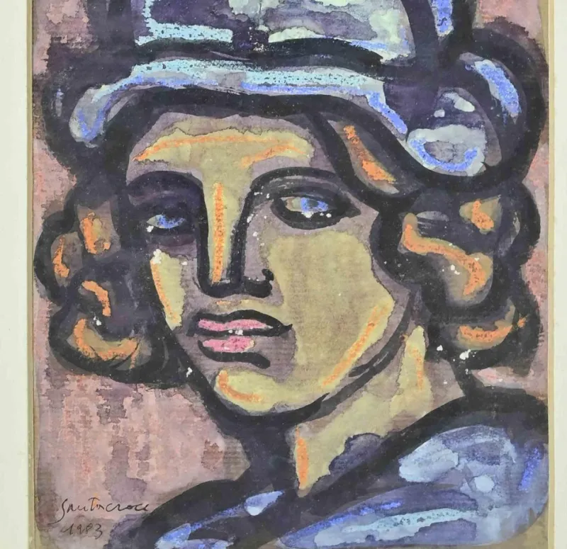 Online Pamono Antonio Santacroce, Portrait, Watercolor, 1983