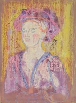 Pamono Antonio Santacroce, Portrait of a Girl, Mixed Media, 1980s> Work On Paper