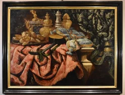 Hot Pamono Antonio Tibaldi, Still Life with Rug, 1660, Oil on Canvas, Framed