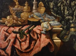 Hot Pamono Antonio Tibaldi, Still Life with Rug, 1660, Oil on Canvas, Framed